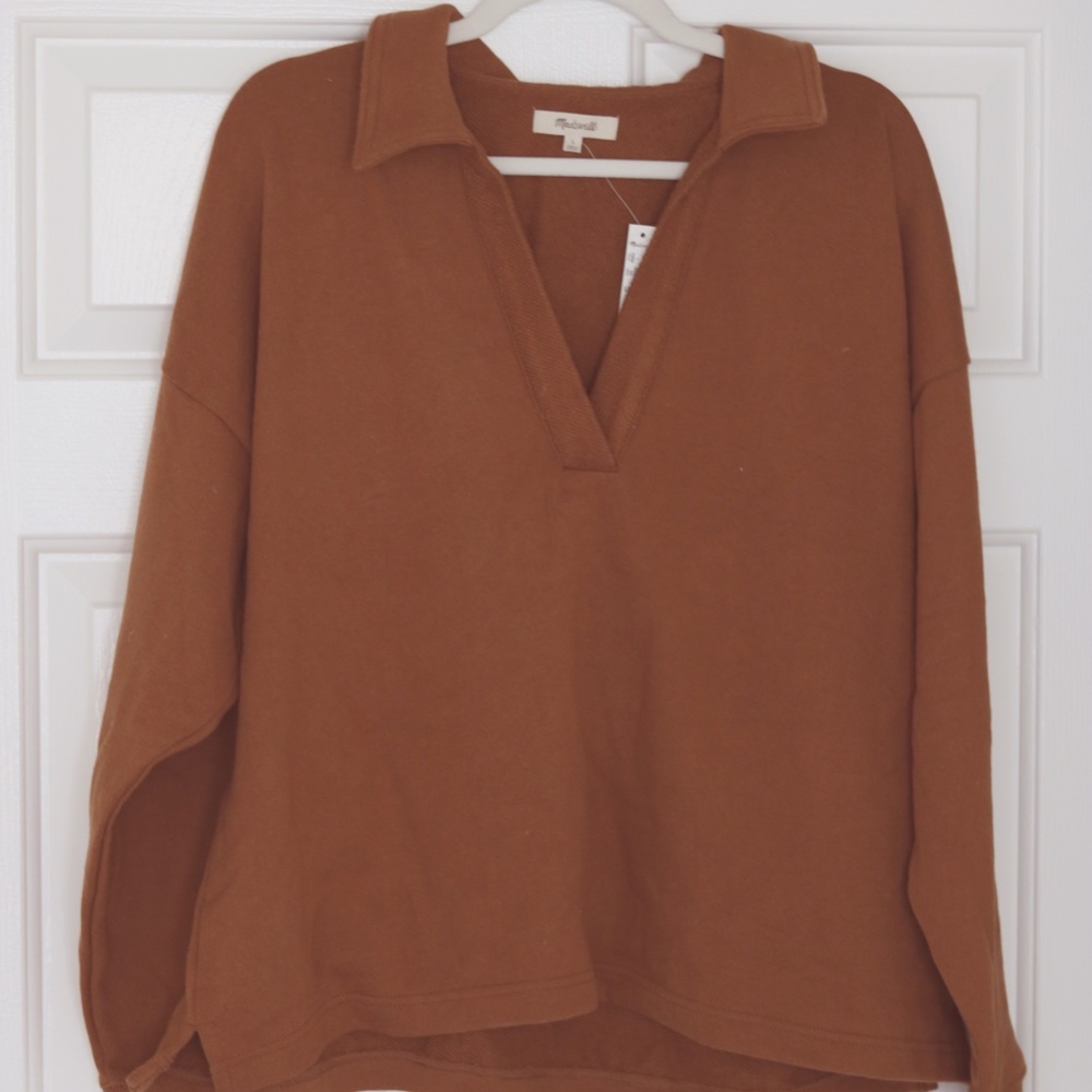 Madewell oversized polo sweatshirt, NWT, size L